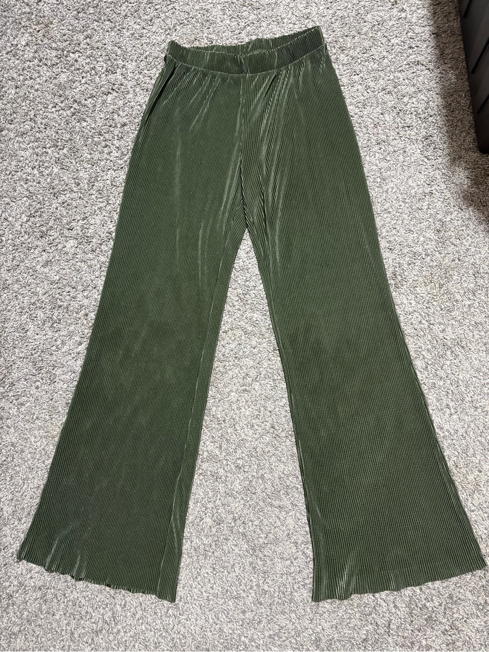 No Boundaries Olive Green Ribbed Wide-Leg Pants